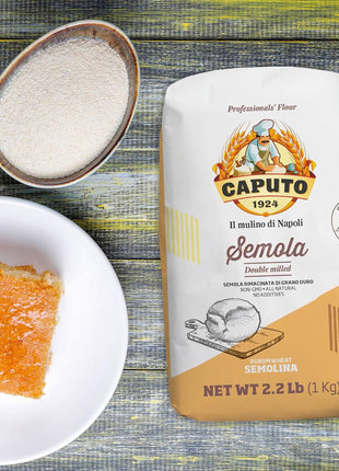 Semola Rimacinata Di Grano Duro – Italian Durum Wheat Semolina Flour, 1Kg (2.2 Lb) Bag – Finely Milled Semolina for Fresh Pasta, Rustic Bread, and Artisan Italian Baking