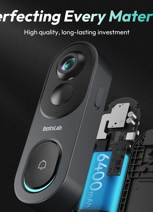 Doorbell Camera Wireless Outdoor,  5MP 1:1 Head-To-Toe with 180° View, No Monthly Fee, 2-Way Audio, Ai/Rader/Pir Detection, 2.4&5Ghz Wifi, Battery/Wired, Night Vision, Alexa & Google Assistant