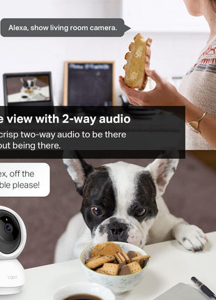 Tp-Link  Smart Pan/Tilt Indoor Security Camera, 360° Motion Tracking, 1080P Full HD Wifi Camera for Pet/Baby, Night Vision, 2-Way Audio, 128 GB Local Storage, Works W/Alexa & Google ( C200)