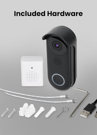 Doorbell Camera, Wireless Video Doorbell, 2.4 Ghz Wifi, No Hub, Two-Way Audio, Motion Detection, Night Vision, 1080P HD, Micro SD Card Storage, Wired, Cam/Door/Wifi