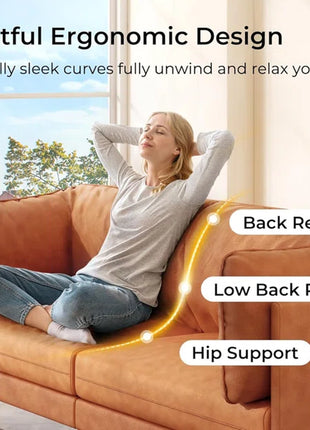 Faux Leather 73" Mid-Century Modern Couch with Extra Deep Seat Comfort Armrest