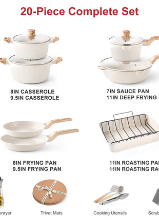 15 Pieces Nonstick Cookware Sets Induction Pots and Pans Set