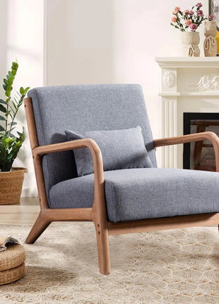 Hertford 26" Wide Mid Century Upholstered Solid Wood Accent Chair with an Extra Pillow