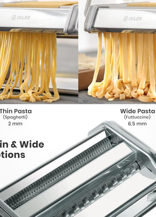 Pasta Maker, 9 Adjustable Thickness Settings 2-In-1 Pasta Machine with Rollers and Cutter, Noodle Maker for Pasta, Dumpling Skin, Spaghetti, Fettuccini, Lasagna