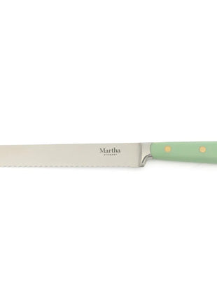 16 Piece Lockton High Carbob Stainless Steel Cutlery Kitchen Knife Block Set W/ ABS Tripe Riveted Forged Handle Acacia Wood Block - Sage Green W/ Gold