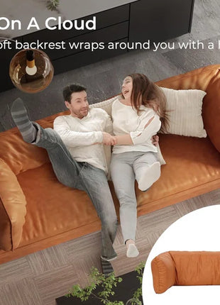 Faux Leather 73" Mid-Century Modern Couch with Extra Deep Seat Comfort Armrest