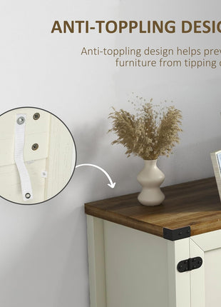 Kitchen Storage Cabinet, 2-Door Free Standing Sideboard Console Table with Bottom Shelf, Entryway, White