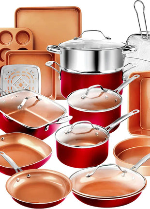 20 Piece Nonstick Cookware and Bakeware Set, Stay Cool Handles, Oven & Dishwasher Safe