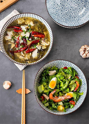 60 Oz Pho Bowls, Large Soup Bowl, Japanese Ramen Bowl Set, Big Porcelain Bowls Set of 3, 8 Inches