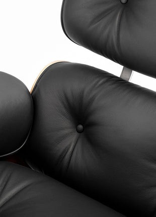 Genuine Leather Chaise Lounge Chair and Ottoman, Mid Century Modern Lounge Chair with Footstool for Living Room or Bedroom, Fixed Tilt Angle of 105° Backrest, Chair Swivelable with Durable Structure