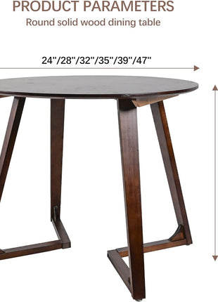 Solid Wood round Dining Table 90Cm - Mid Century Modern Style Space Saving Design as Living Room/Dining Room/Kitchen/Meeting/Coffee Table,Easy to Assemble