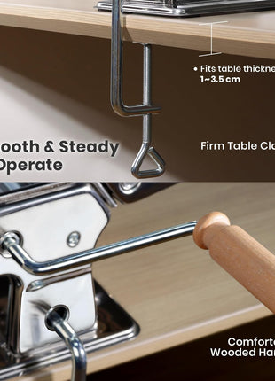 Pasta Maker, 9 Adjustable Thickness Settings 2-In-1 Pasta Machine with Rollers and Cutter, Noodle Maker for Pasta, Dumpling Skin, Spaghetti, Fettuccini, Lasagna