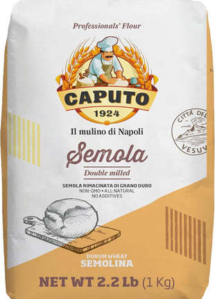Semola Rimacinata Di Grano Duro – Italian Durum Wheat Semolina Flour, 1Kg (2.2 Lb) Bag – Finely Milled Semolina for Fresh Pasta, Rustic Bread, and Artisan Italian Baking